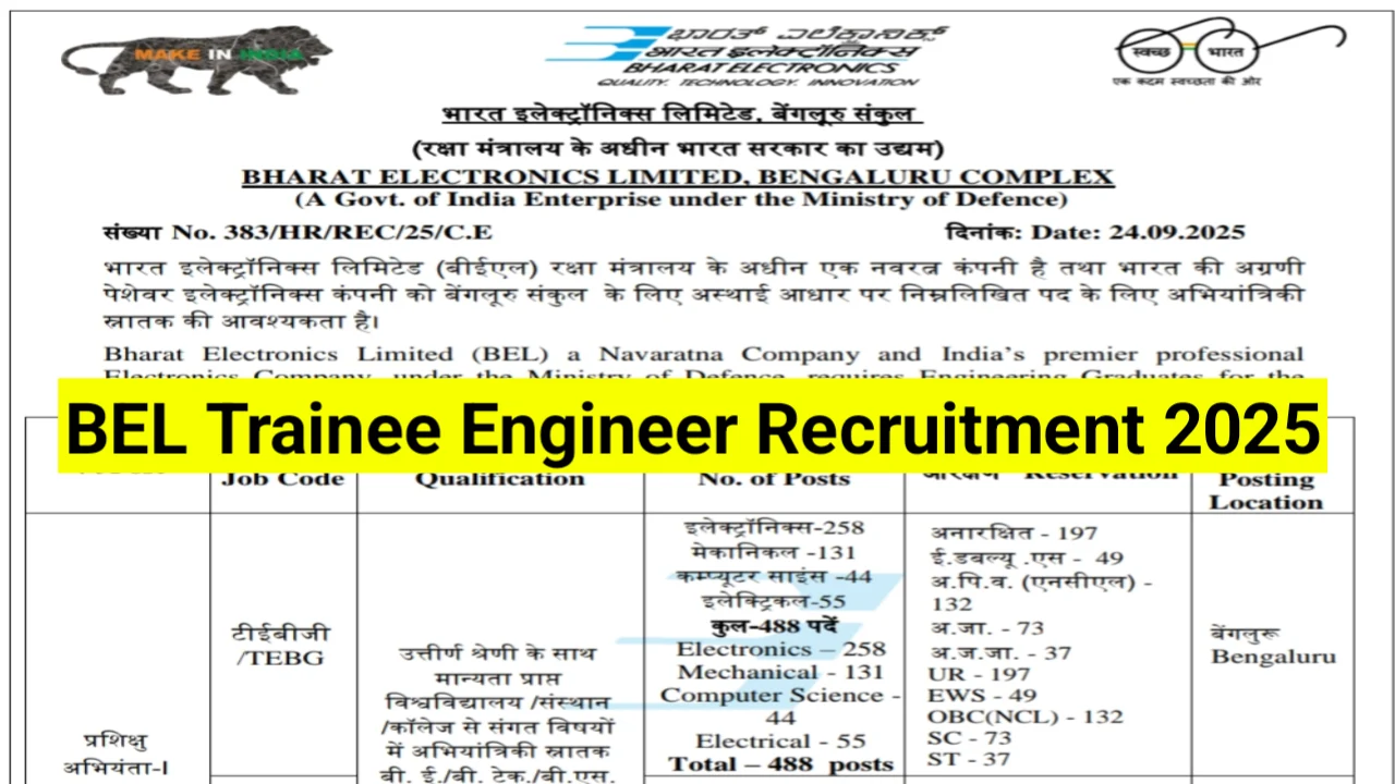 BEL-Trainee-Engineer-Recruitment-2025